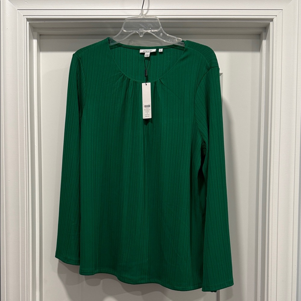 Chico's Vibrant Green Long Sleeve Blouse